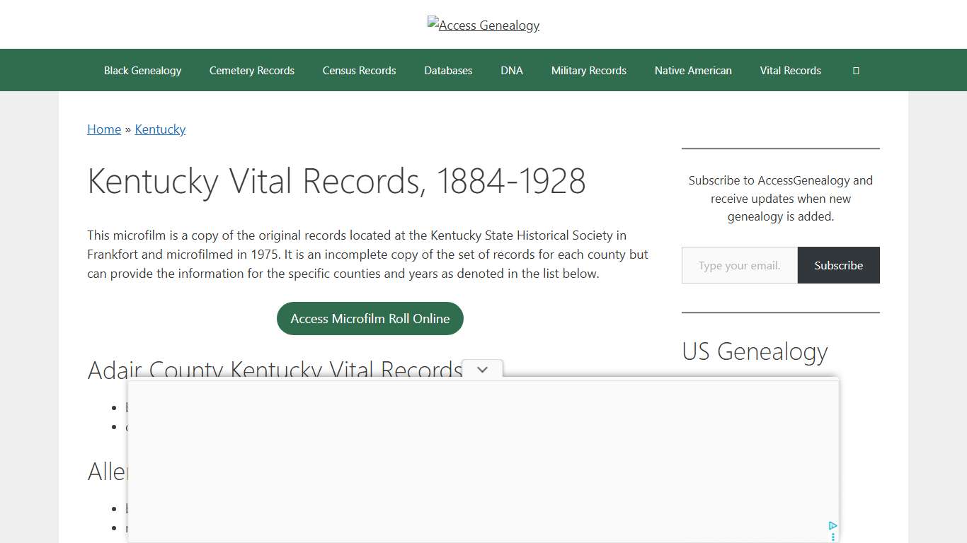 Kentucky Vital Records, 1884-1928 – Access Genealogy